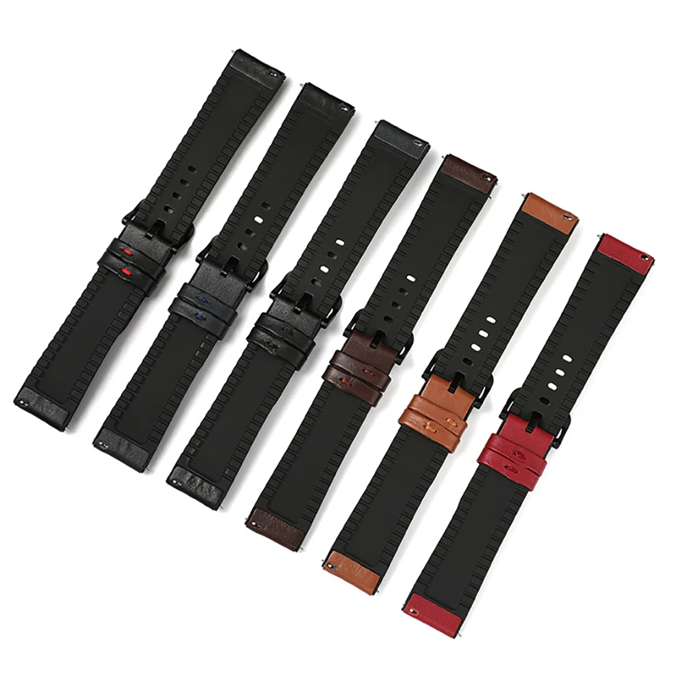 22mm  strap For Fossil Gen 5 Carlyle HR Julianna HR Silicone Leather Band for Fossil Sport 43mm / Q Explorist HR Gen 4 Belt Band