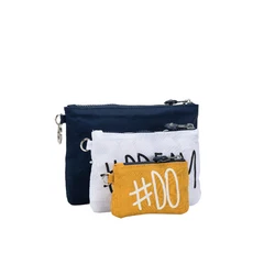 Women's Mini Canvas Coin Pouch 3 Pcs Set Daily Denim Storage Bag Small Clutch Bags Zipper Wallet Purses For Girl Key Card Holder