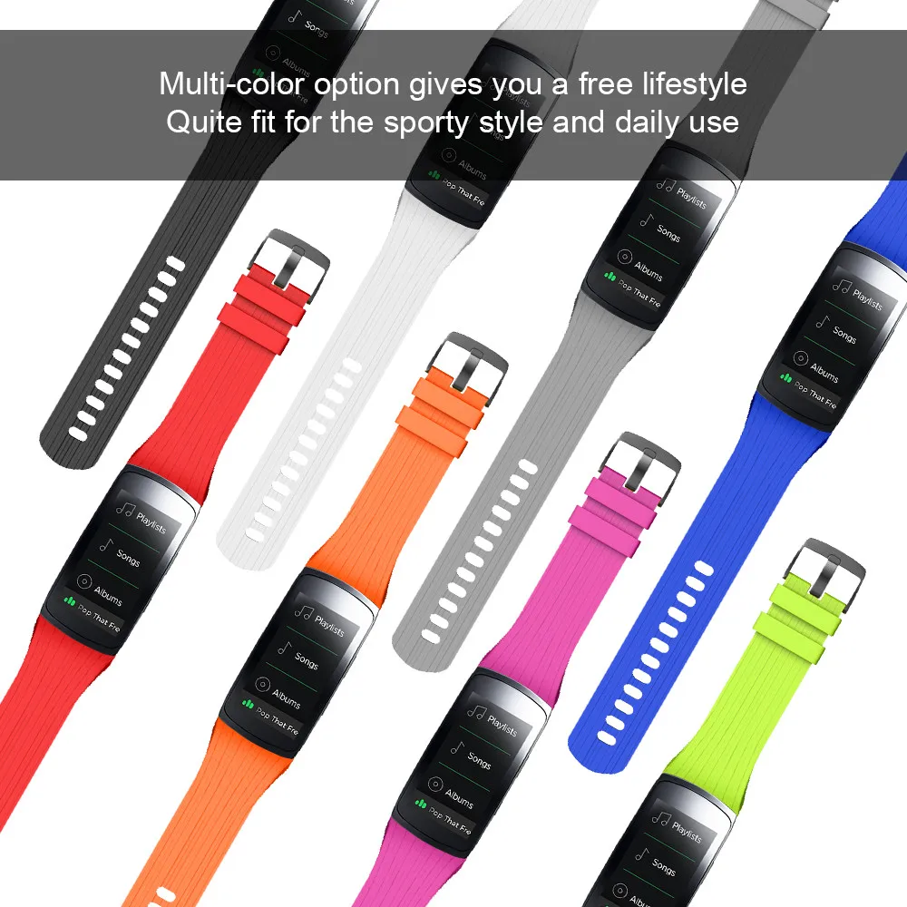 Compatible for Samsung Gear Fit 2 Watch Strap Silicone Wristband L/S Replacement for Samsung Gear Fit 2 Pro / Fit 2 SM-R360 Band