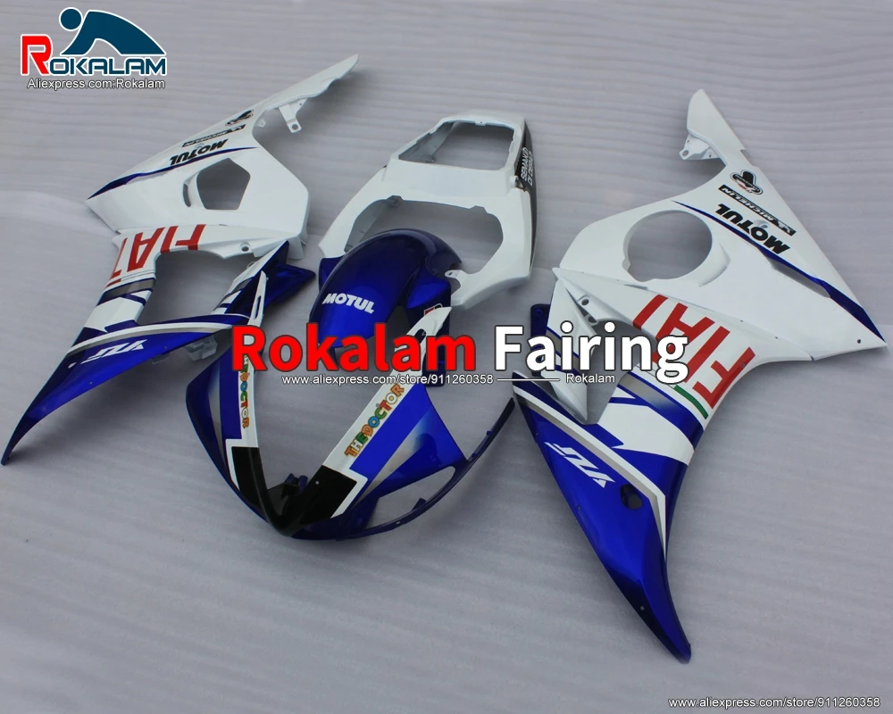 

Bodywork For Yamaha YZF600 R6 2005 YZFR6 05 Blue Black White Motorcycle Fairing Set Custom Free (Injection Molding)