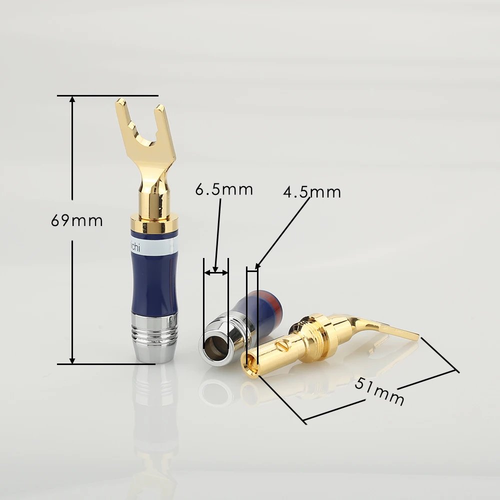 High Quality Gold Plated Copper Spade Fork Speaker Screw Lock Connector Premium Quality Audio Cable Connector