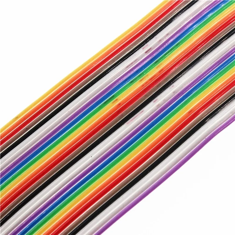 1Meter 10P/12P/14P/16P/20P/26P/34P/40P/50P 1.27mm PITCH Color Flat Ribbon Cable Rainbow DuPont Wire for FC Dupont Connector