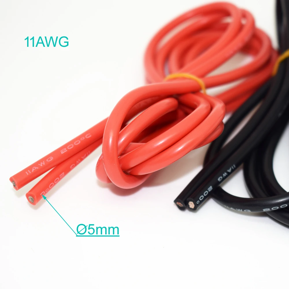 10M/33ft 11AWG Flexible Soft Silicone Wire Tin Brass RC Electronic Cable 2 Colors