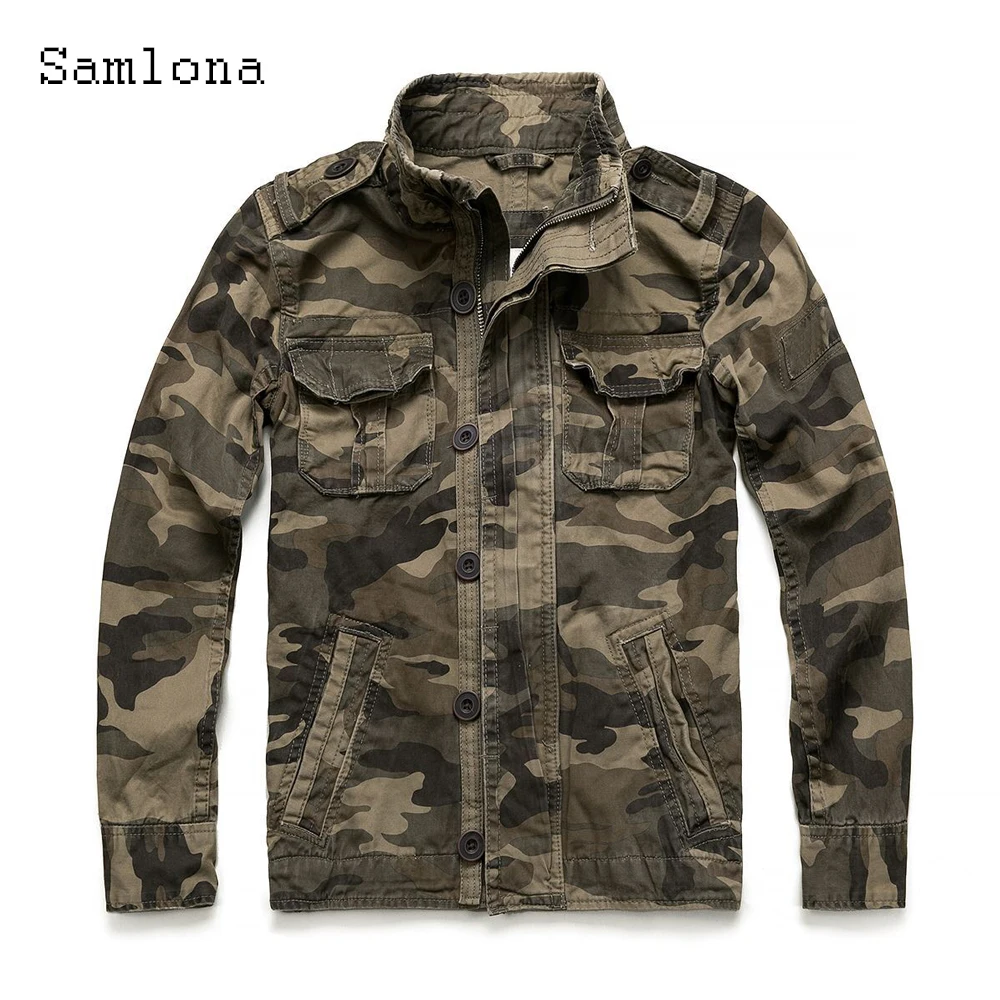 2023 Single-Breasted Jackets Sexy Fashion Camouflage Coats Men Autumn retro Multi-Pocket Jacket Homme Skinny Basic Top Outerwear