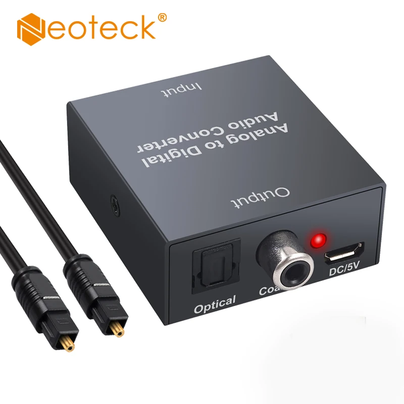 Neoteck Analog to Digital Audio Converter R/L RCA 3.5mm AUX to Digital Coaxial Toslink Optical Audio Adapter for PS3 Xbox