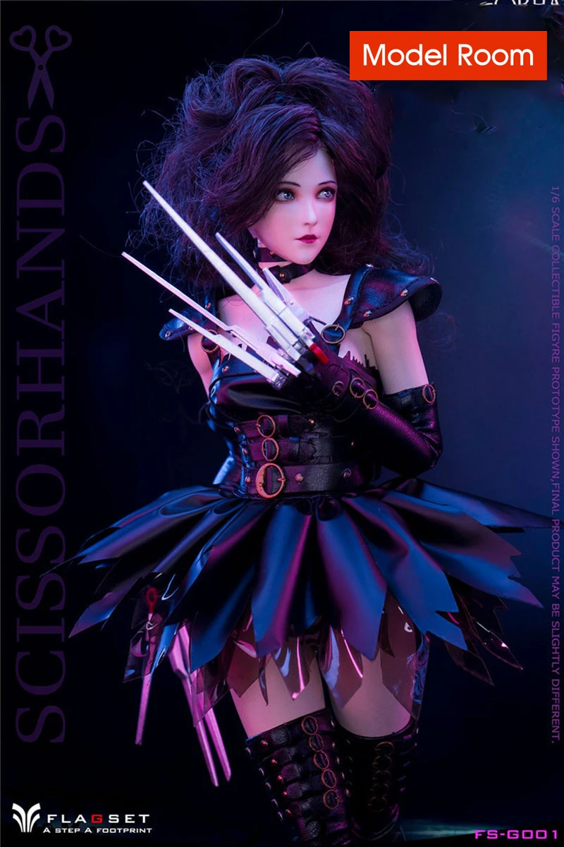 FLAGSET FS-G001 1/6 Scissorhands Girl Action Figure 12'' Female Soldier Figurine Model Full Set Toys for Collection