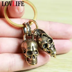 Antique Brass Skull Lizard Punk Keychains Pendant Key Chain Fob Charm Rings Skeleton DIY Outdoor Accessories Men Keyring Hanging