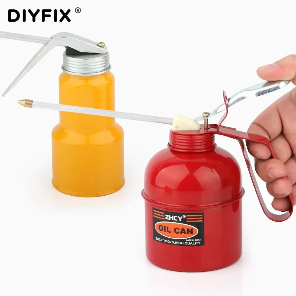 DIYFIX Metal Oil Can Oiler Lubrication Oil Machine Pump High Pressure Oiler Grease Flex Gun Cleaner Cleaning Tools 300/500ML