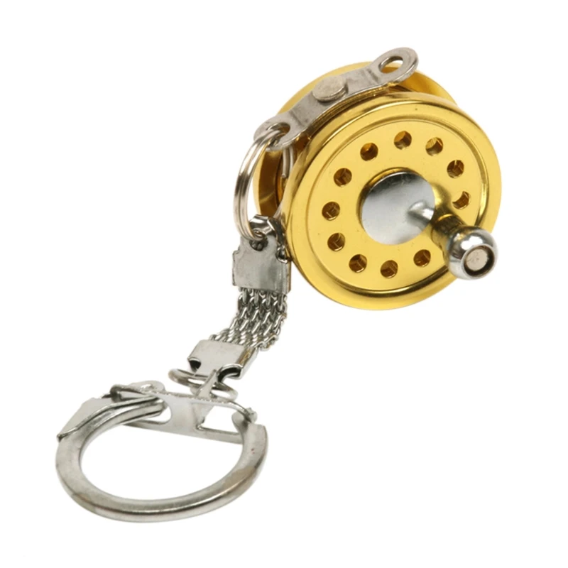 

2024 New Mini Miniature Sea Fishing Spinning Wheel Alloy Fishing Reel Drum Pendant Keychain Keyring Outdoor Small Fishing Tackle