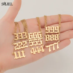 Personalize 111 222 333 444 555 666 777 888 999 Necklace Women Men Stainless Steel Angel Number Necklace Jewelry Birthday Gift