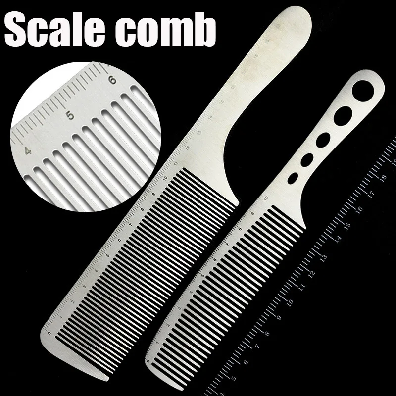 Sharonds High Quality Hair Salon Stainless Steel Comb Slim Titanium Steel Hair Salon Professional Haircut Men's Flat Head Comb