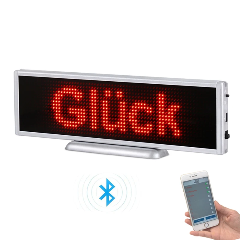 Bluetooth Rechargeable LED Display 16*64 Piksel 21 Cm 6 Cm Ukuran Portable Scrolling Layar LED Mobil Desktop atau Gantung LED Sign
