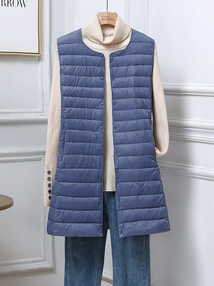 SEDUTMO Ultra Light Thin Winter Duck Down Vest Women Slim Long Jackets Casual Quilted Basic Waistcoat For Autumn ED1817