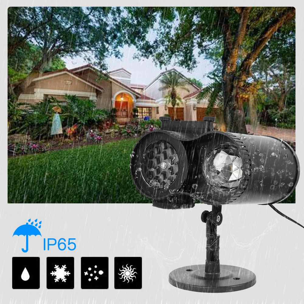 Projecteur Laser LED 12 diapositives de noël, imperméable conforme à la norme IP65, éclairage d'extérieur, flocons de neige, lumière de scène