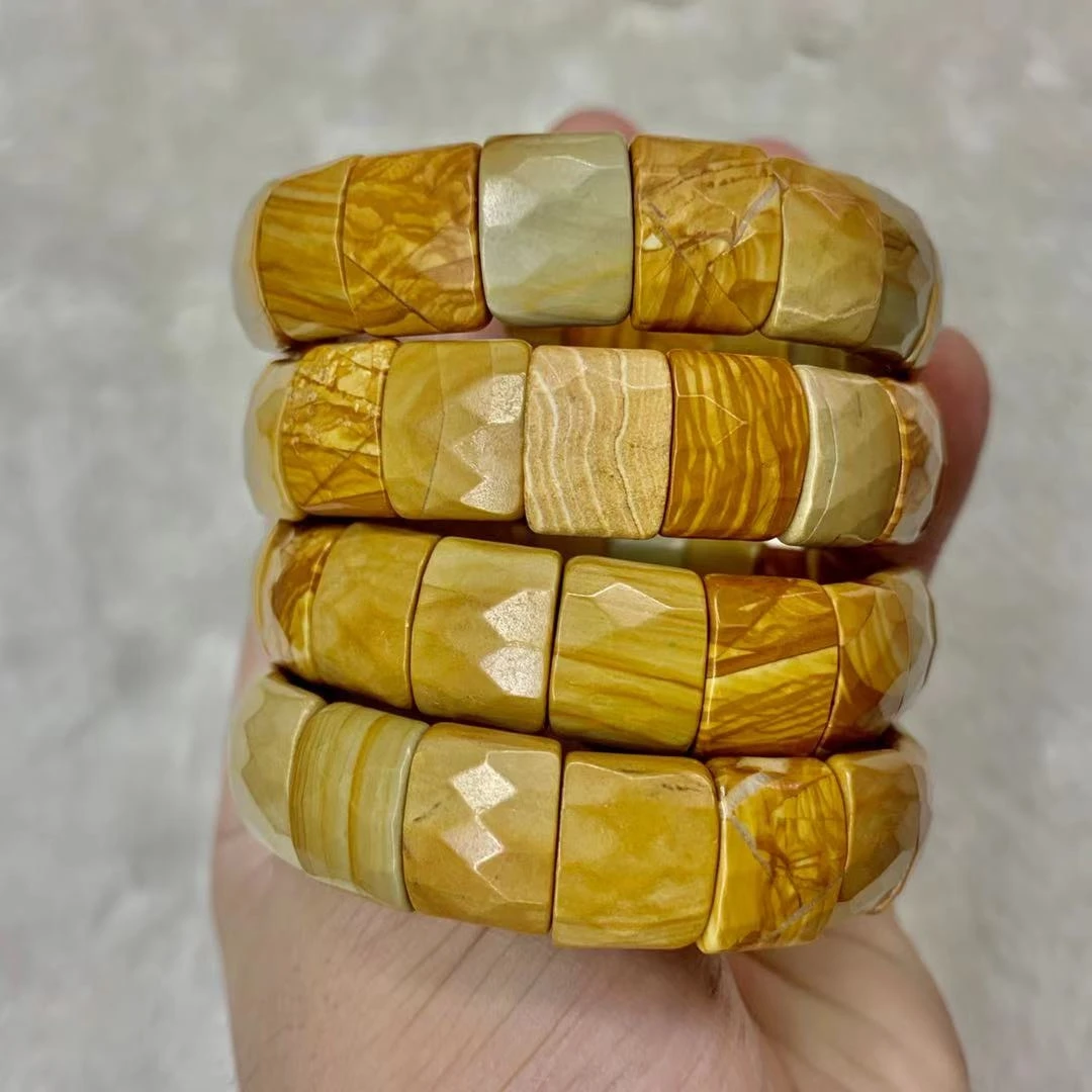 poland picture jaspers/ Silicified Wood stone bracelet natural stone bangle jewelry woman for man