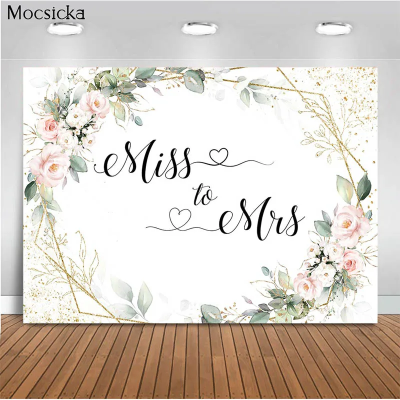 Gender Reveal Photography Background Watercolor Flowers Green Leaf Decoration Style Child Portrait Photo Backdrop Props Banner