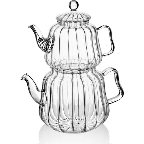 Queen's Kitchen Borasilikat Glass Large Tea Pot Set