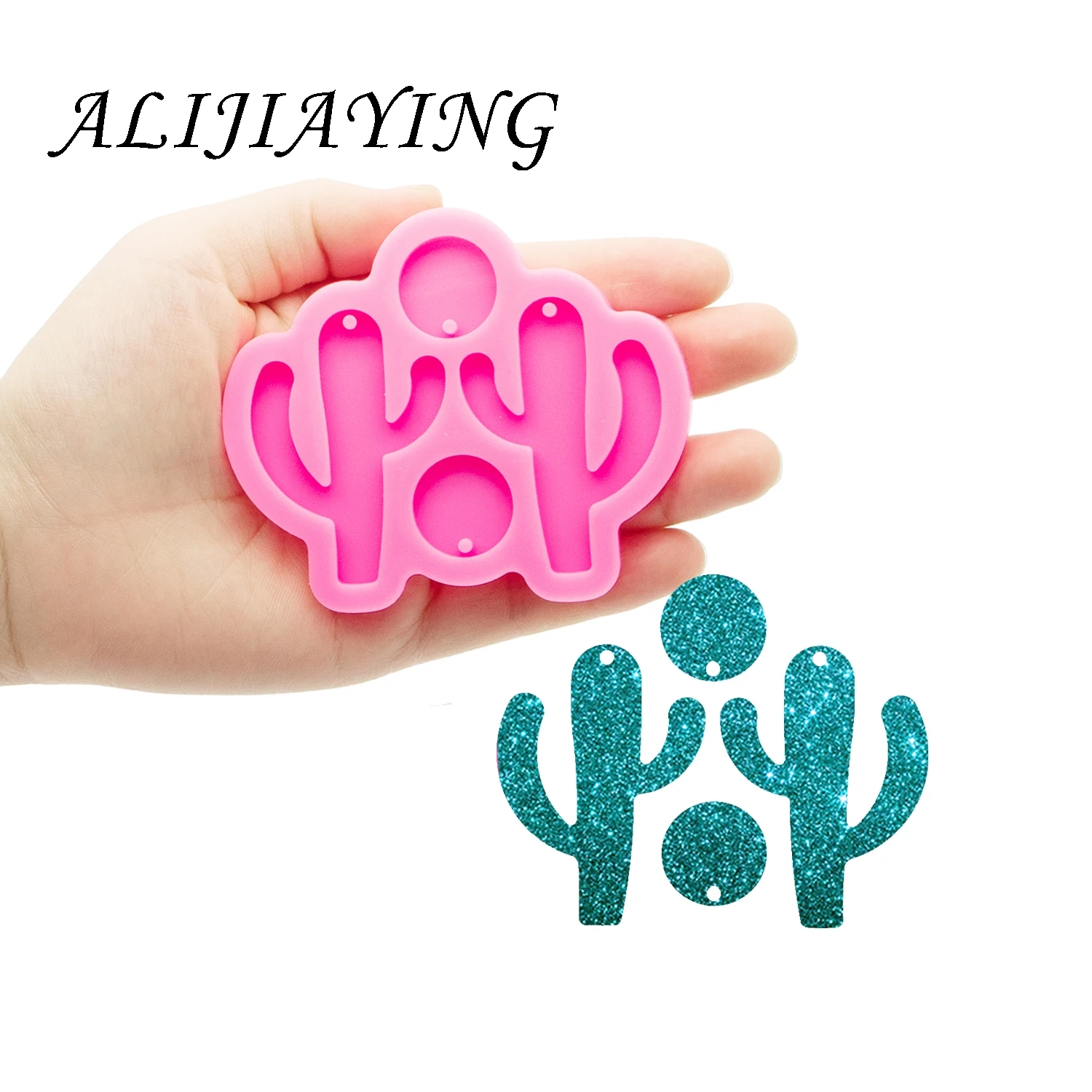 Shine Inside Resin Cactus Earring Mold Silicone Moulds DIY for Keychain Epoxy Jewellery Making DY0729