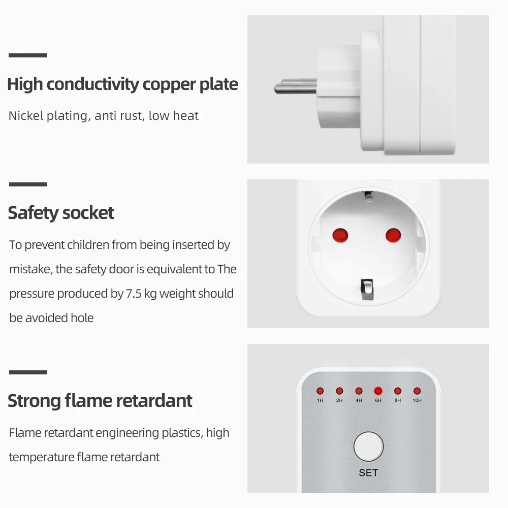 TM04 10Hr Countdown Timer Switch Socket Electronic Power Meter Intelligent Time Setting Control Socket Smart Control Plug-In