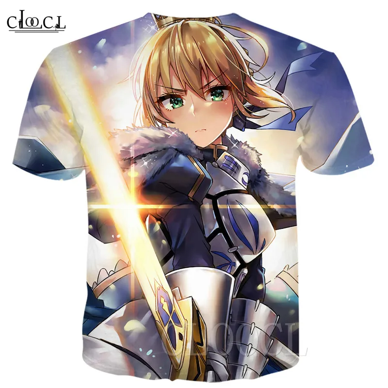 Harajuku T-shirts Saber Altria Tohsaka Rin 3D Print Cartoon Anime Fate Zero Casual T Shirts For Men Women Street Wear Tees Shirt