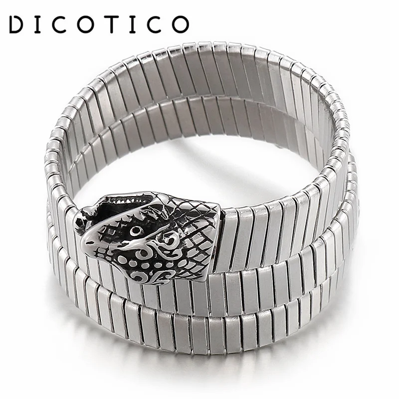 DICOTICO New Animal Snake Charm Bracelets For Women Polished Stainless Steel Cool Girl Three Layers Pulseira Feminina Jewelry