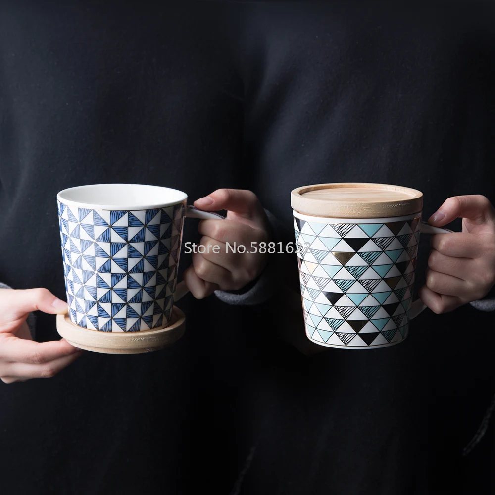 550ml 1pcs Ceramic Geometrical Element Large Capacity Mugs  Office Coffee  Milk  Water Cup for Lovers