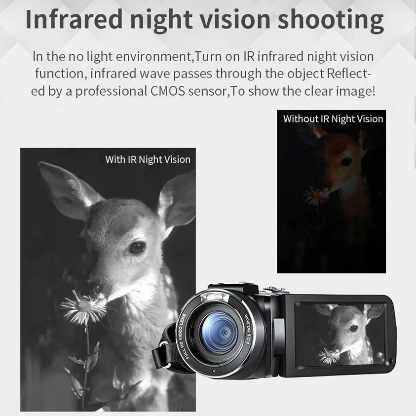 Video Camera Digital Camcorder Full HD Ordro Z20 1080P IR Night Vision YouTube Vlog Cameras for Blogger Shooting Home Use