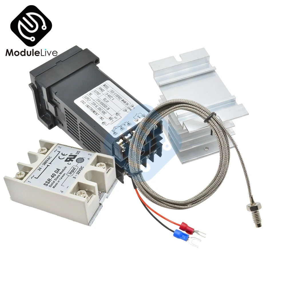 Pid Temperature Controller Regulator Rex c100 Original 1300 Ssr 40DA Solid State Relay Digital Thermostat K Thermocouple Sensor