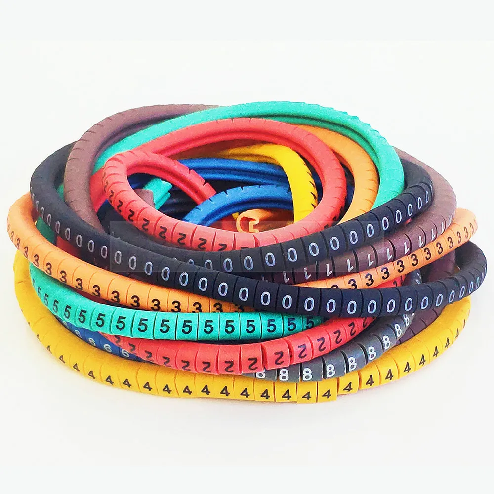 Cable Marker Label Wire Marker Number 0 to 9 Cable Size 1.5 sqmm mix Colored PVC cable markers insulation marker EC-0 1000pcs