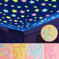 100Pcs/set 3cm 3D Star Luminous Wall Sticker Children's Bedroom Luminous Star Sticker Fluorescent Painting Toy Home Decoration