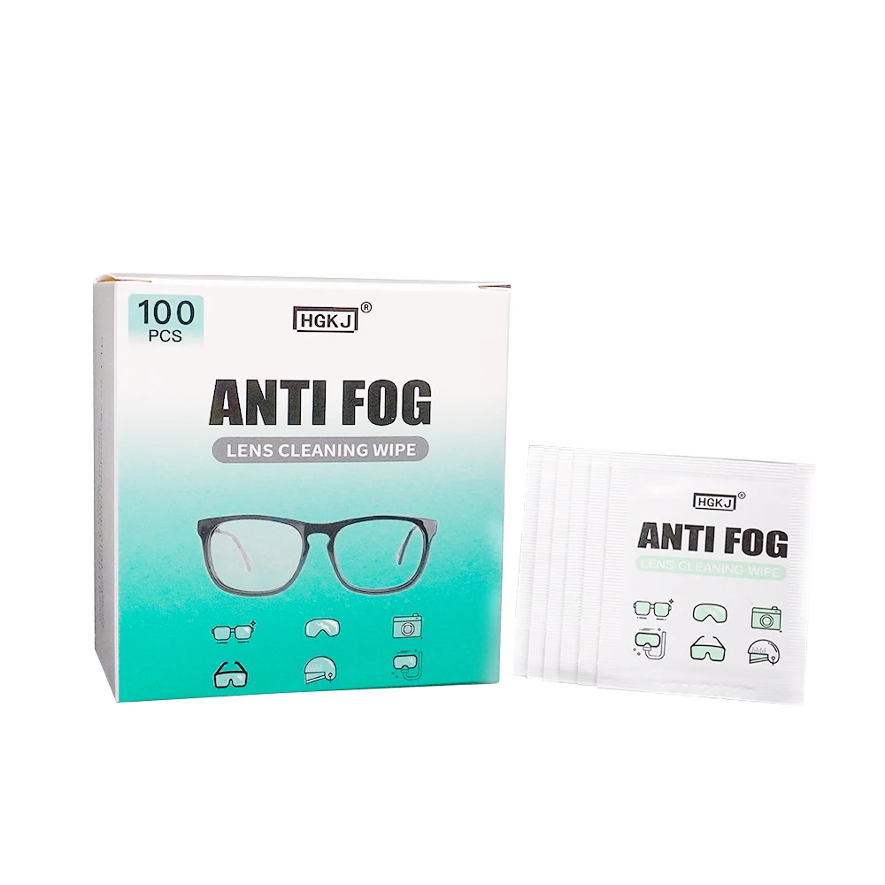 HGKJ Anti-Fog Wipe para óculos, Anti-Fog, pano molhado para óculos de sol, óculos, capacete protetor, máscaras de mergulho, óculos esportivos, 100