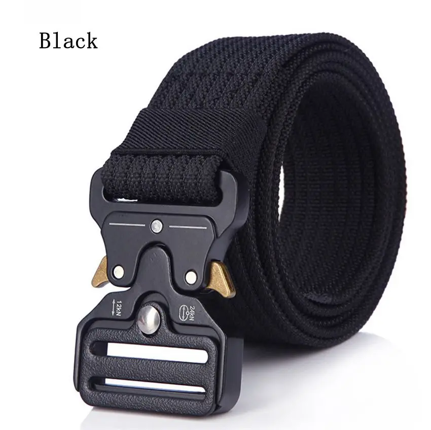 38mm Width Belts For Men Tactical Belt Metal Quick Release Buckle Adjustable Mens Outdoor Training Waist Belt