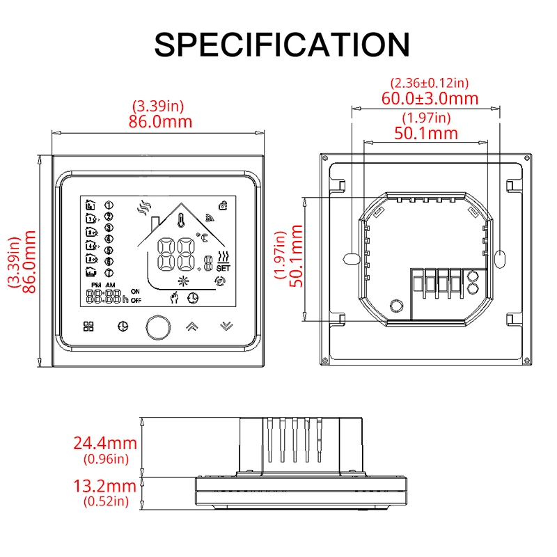 2 Pipe WiFi Smart Central Air Conditioner Thermostat Temperature Controller 3 Speed Fan Coil Unit Work with Alexa Google Home (2