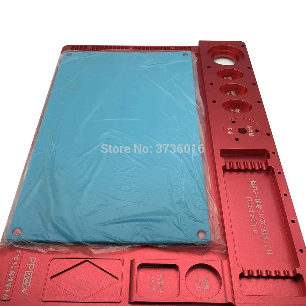 Aluminum Lcd Repair Plate Metal Service Pads With Microscope Holder Place Rubber Mat Lcd Repair Plate 30*42*2cm Size