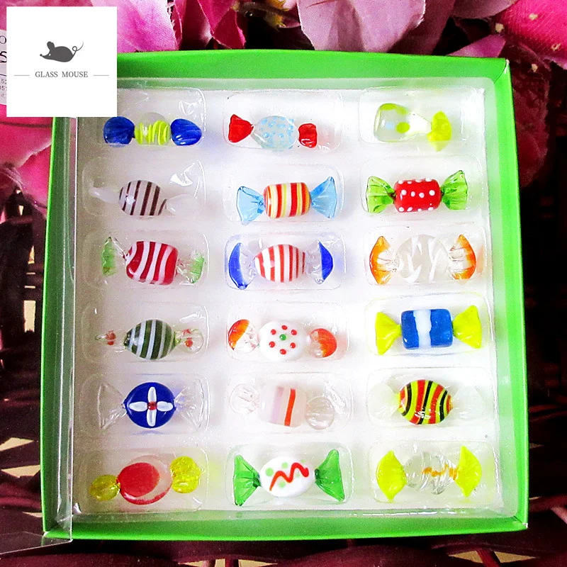 18 Types Vintage Murano Style Miniature Glass Sweets Candy Ornament For Home Party Wedding Christmas Festival Decorations Gifts