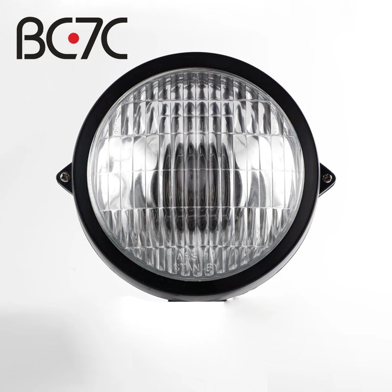 Black Motorcycle Bullet Retro Halogen Headlight Glass Light for Harley Suzuki Honda Kawasaki Scooter