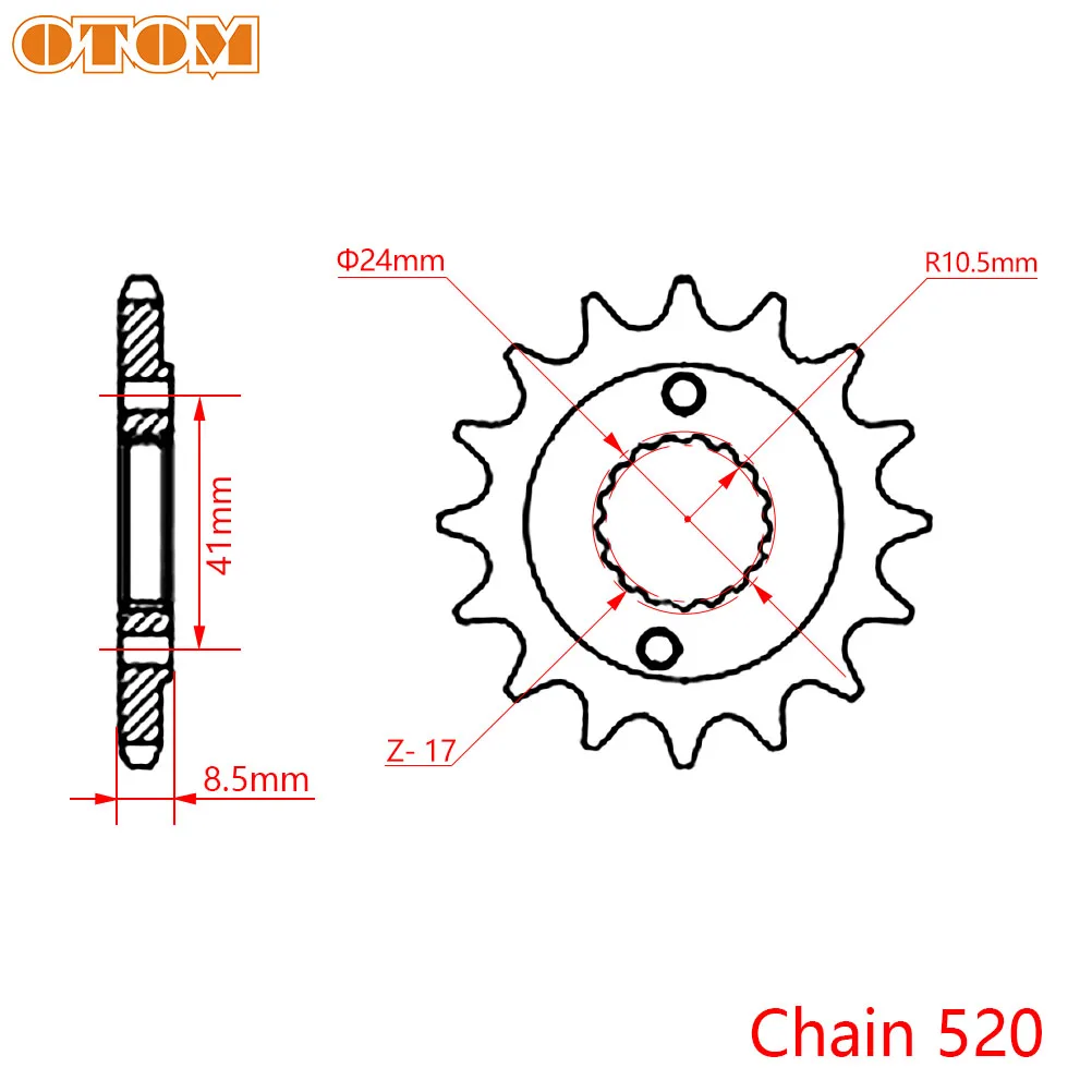 OTOM Motorcycle 520-15T Front Sprocket Chain Locking Clip For HONDA XR400R TRX400EX ATV UTV Off-road Motocross Accessories Part