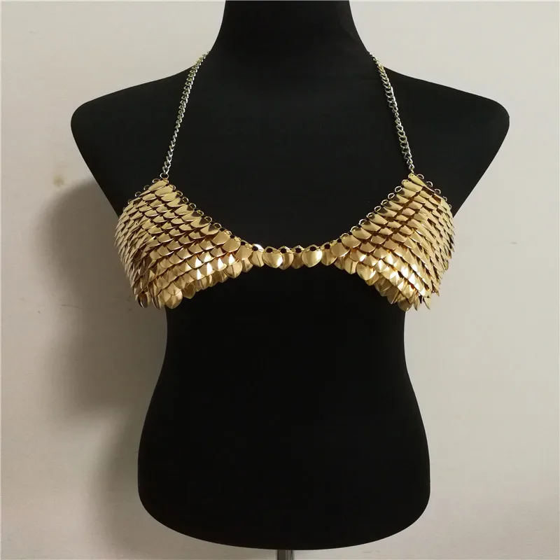 New Fashion WRB1012 Scalemail Mermaid Fish Scales Head Chains Layers Scale Chainmail Gold Fish Scale Head Hair Chains Jewelry