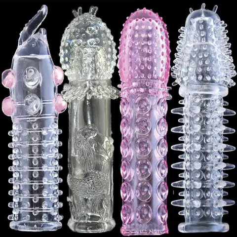 Reusable Delay condom Impotence contraceptive bold Textured extension sleeve sexx products men toys thorn dildo Sleeve cock ring