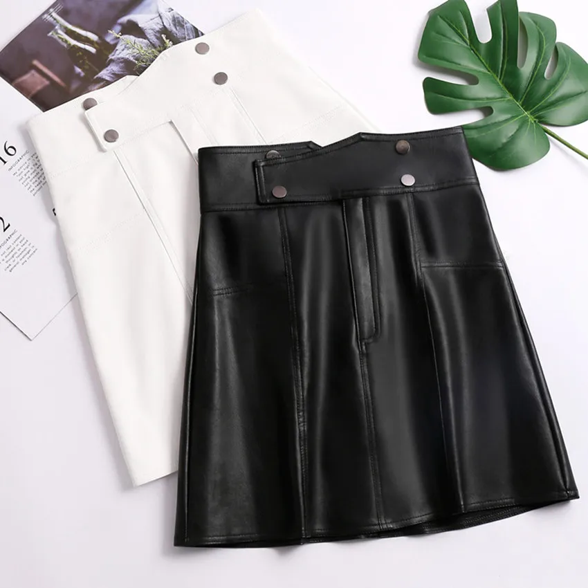 

Autumn and winter high waist pu leather a-line skirt women fashion package hip short skirt