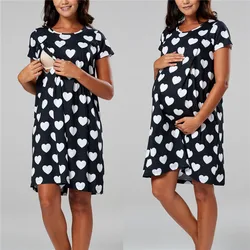 Maternity Pajamas Nightgown Breastfeeding Dress Premama Nursing Pyjamas Pregnant Women Short Sleeve Sleepwear Home Loungewear