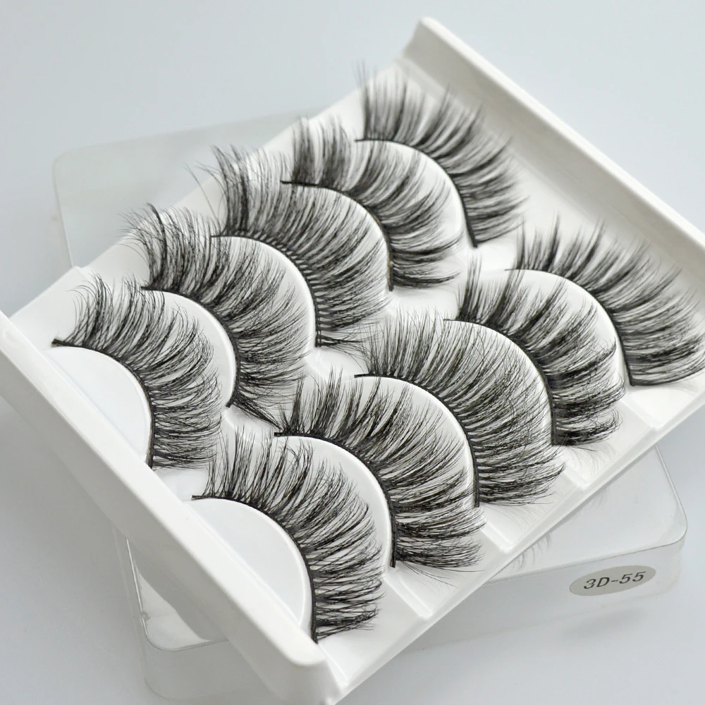 5 Pairs/set 3D Faux Mink Hair False Eyelash Wispy Fluffy Long Lashes Natural Handmade Fake Eyelashes Eye Makeup Extension Tools