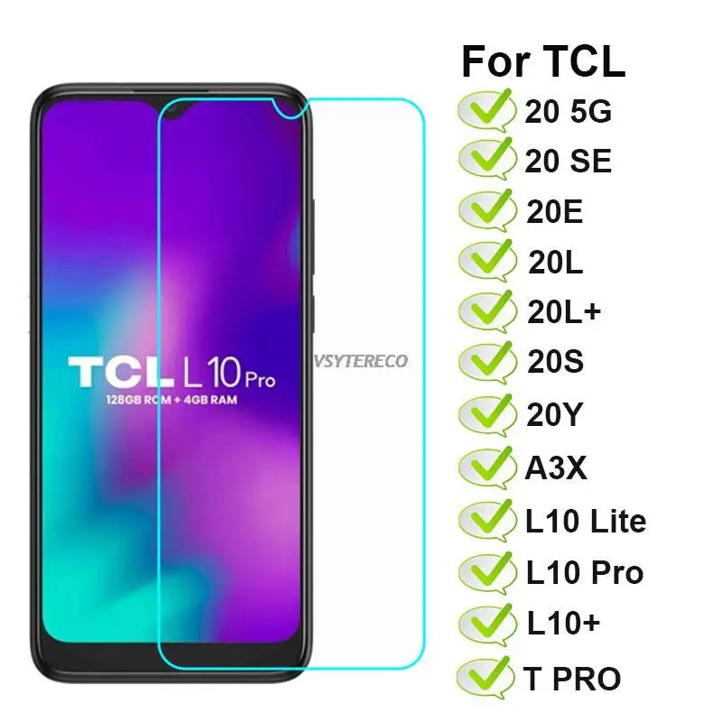 2-1PC Tempered Glass For TCL 20 SE 5G Vidrio on TCL 20S 20L+ 20Y A3X Glass Screen Protector for TCL L10 Lite T Pro L10+ Pelicula