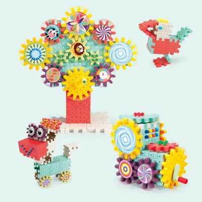 168-368 PCS Children\'s Plastic Building Blocks Toys Gear Blocks Toy Kids DIY Creative Educational Toy for Children Birthday Gift