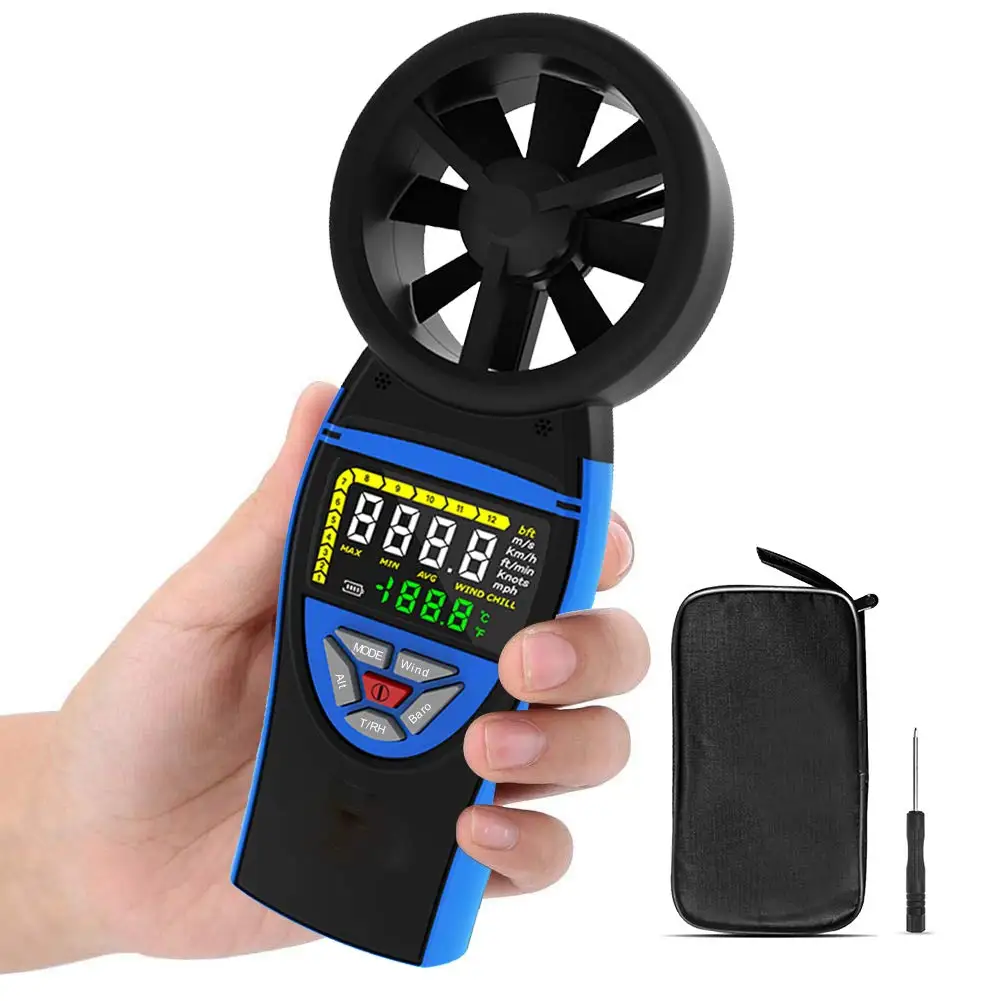 

HOLDPEAK Wind Speed Meter HP-8805-WM Digital Anemometer Measures Temperature Humidity Atmospheric Pressure Air Flow Meter HVAC