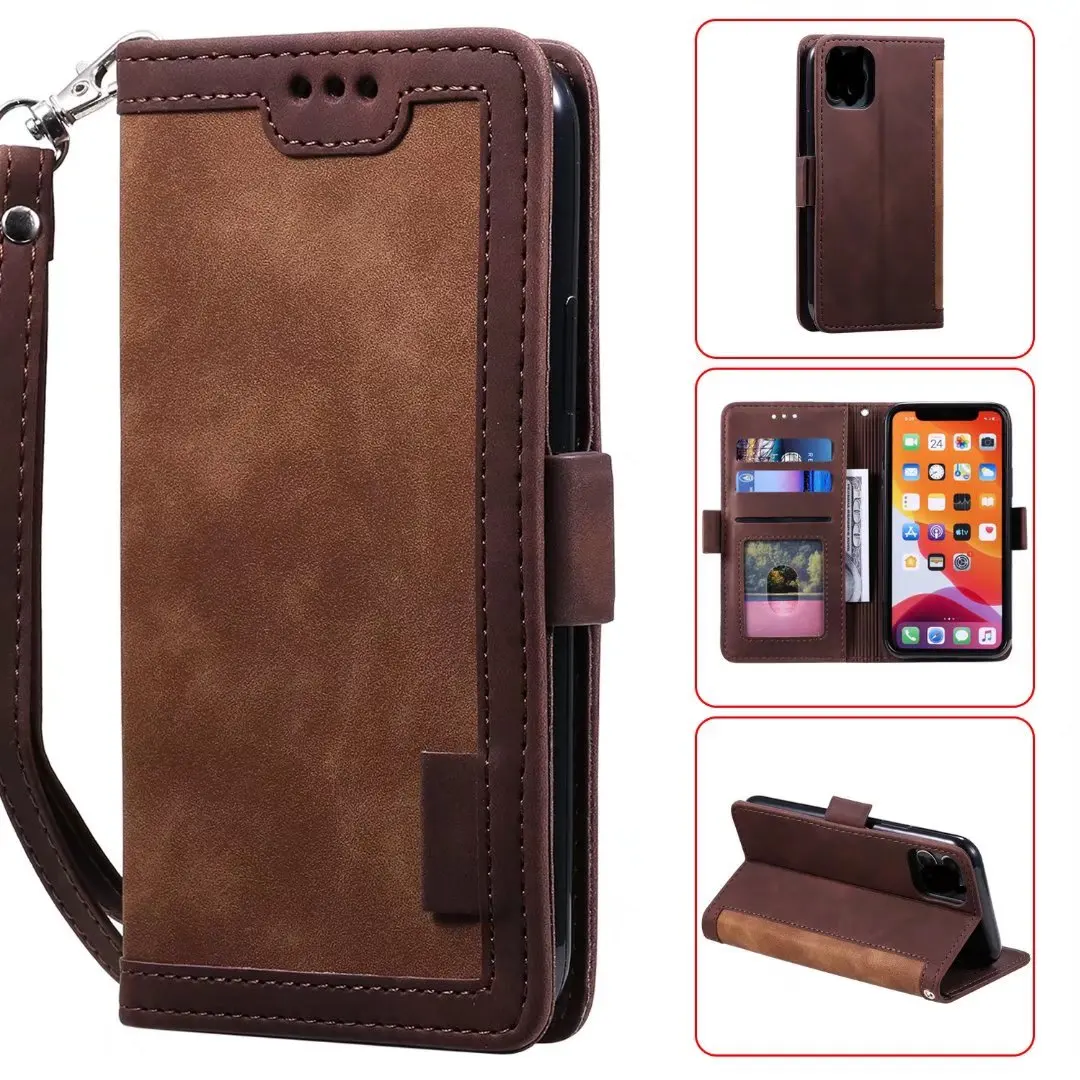 

100pcs/Lot Phone Double Retro Wallet Leather TPU Cover Case For Iphone 13 12 11 Xr Xs Pro Max Mini X 8 7 Plus