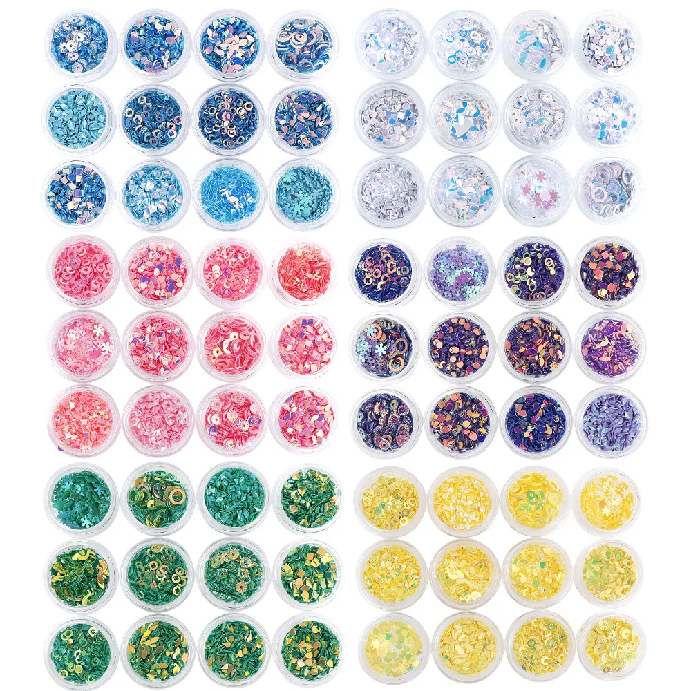 12Pcs Bottled Shiny Sequin Glitter Epoxy Resin Casting Accessories Filling Materials For Silicone Mold Pendant Jewelry Handmade