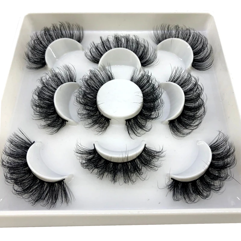 2021 New Eyelashes 5 Pair 25 mm Super Fluffy Mink Wispy With Box Dramatic Volume Messy Long 25mm 3d Mink False Lashes