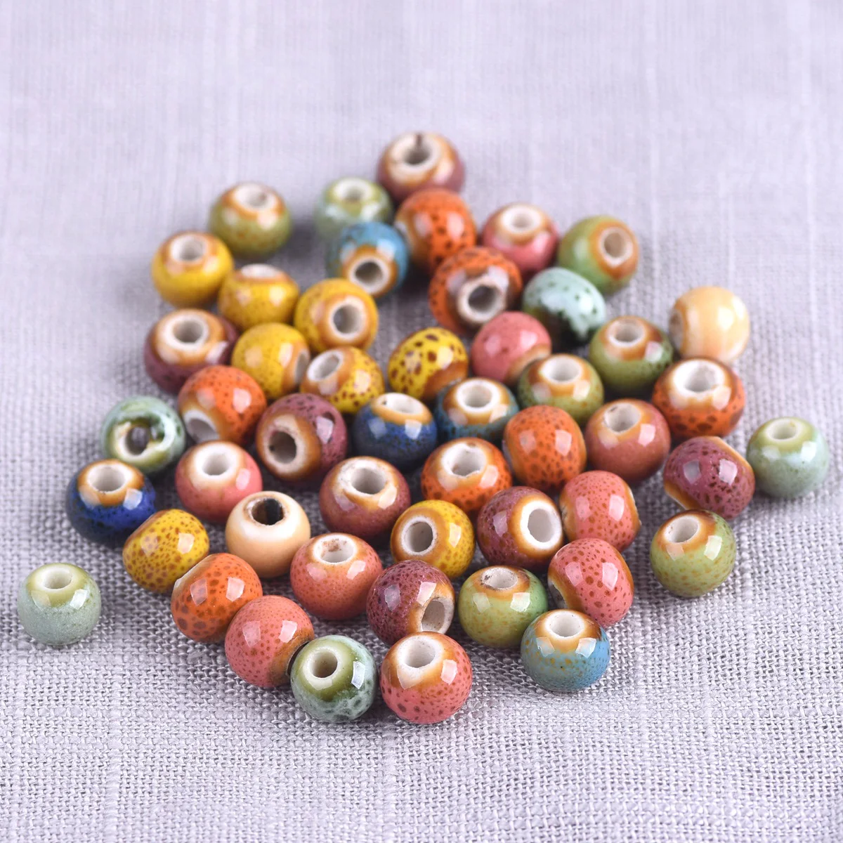 

50pcs Round 6mm Fancy Glaze Ceramic Porcelain Loose Spacer Beads Lot For Jewelry Making DIY