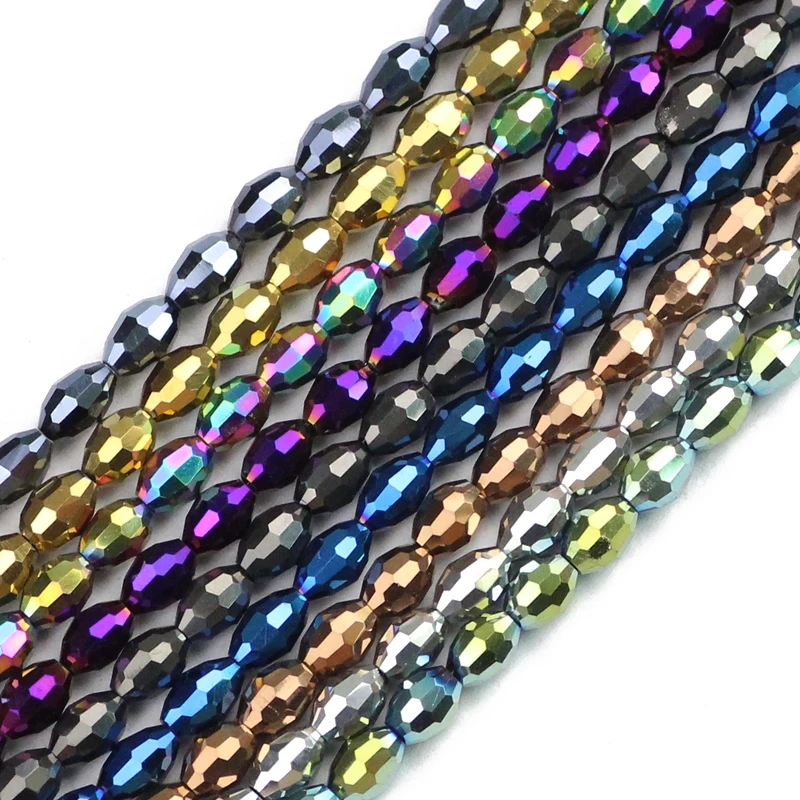 Rice Grains Austrian Crystal Bead 100pcs 4*6mm Oval Shape Plated Color Loose Beads For Jewelry Making Bracelets Necklace DIY